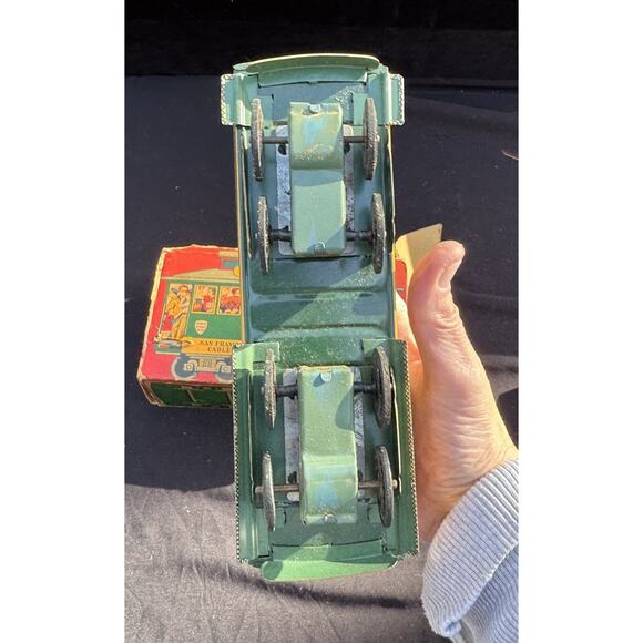Rare POWELL & MASON STS SAN FRANCISCO CABLE CAR TROLLEY FRICITON TIN TOY JAPAN - Picture 7 of 11